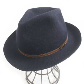 極美品□Borsalino/ボルサリーノ ALESSANDRIA アレッサンドリア ラビットファー フェルトハット/中折れ帽 ネイビー 58 イタリア製 正規品【中古】