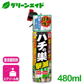 ＼4/25(木)限定!エントリーでP10倍&1等最大100%ポイントバック！／ハチ 駆除剤 ハチの巣撃滅 480ml アース製薬 退治 殺虫 予防 スプレー 庭 屋外