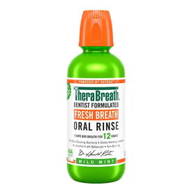 【エクスプレス便】 TheraBreath Fresh Breath Mouthwash, Mild Mint, Alcohol-Free, 12 hours, 16 Fl Oz　セラブレス フレッシュブレス オーラルリンス マイルドミント