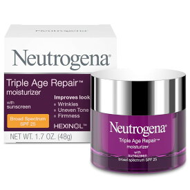 【エクスプレス便】 Neutrogena Triple Age Repair Daily Facial Moisturizer with SPF 25 Sunscreen & Vitamin C, Firming Anti-Wrinkle Face & Neck Cream for Dark Spots, Glycerin & Shea Butter, 1.7 ozニュートロジーナ トリプル エイジ リペア1.7 oz