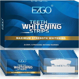【追跡可能海外メール便】 EZGO Teeth Whitening Strips, 28 Non-Sensitive White Strips Teeth Whitening Kit EZGO ホワイトニングテープ 28枚入り 14セット わずか30分でホワイトニング 白い歯 輝く笑顔 明るい歯に