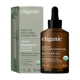 【追跡可能海外メール便】Cliganic バオバブオイル 30ml 100％ピュア&天然　baobab oil オーガニック　クリガニック　（1液量オンス）フェイスオイル キャリアオイル ヘアオイル ボディケア 日焼け後 保湿 トリートメント 乾燥対策 ストレッチマークケア 湿疹 痒み