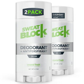 【エクスプレス便】【お得な2本セット】SweatBlock Deodorant Antiperspirant Coastal Fresh Scent, 2.7oz　(2 Pack)スウェットブロック デオドラント 制汗剤 コースタルフレッシュ（2本セット）男性用　スティックタイプ　汗　ワキガ対策