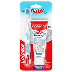 【追跡可能海外メール便】Colgate Baby Training Toothpaste and Toothbrush Kit, Mild Fruit Flavor Set for Ages 3-24 Monthsコルゲート ベビートレーニング歯磨きセット マイルドフルーツフレーバー生後3～24か月　赤ちゃん用　子ども用　歯磨きセット