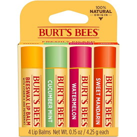 【追跡可能海外メール便】Burt's Bees Beeswax Lip Balm value 0.15oz/4-pack (Freshly Picked) バーツビーズ リップバーム 4.25g / 4本セット(もぎたてフルーツ)ギフトセット　ペパーミント　キュウリミント　スイカ　スイートマンダリン