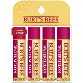 【追跡可能海外メール便】Burt's Bees Natural Origin Moisturizing Lip Balm,0.15oz/4-pack (Watermelon) バーツビーズ モイスチャライジング リップ バーム 4.25g / 4本セット （ウォーターメロン）天然由来　保湿　唇の乾燥に　ギフトセット