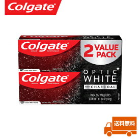 【追跡可能海外メール便】 【お得な2本セット】Colgate Optic White Charcoal Toothpaste for Whitening Teeth with Fluoride Cool Mint 4.2oz (2 Pack) コルゲートチャコールホワイトニング 119g 2本セット ホワイトニング 歯磨き粉
