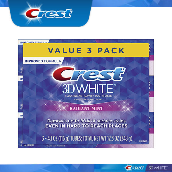 Crest アメリカでも大人気のホワイトニング歯磨き粉 エクスプレス便 3D White Radiant Mint お気にいる 4.1oz pack of ホワイトニング 白い歯 116g 3本 クレスト３Dホワイト ストア ホワイトニング歯磨き粉 ラディアントミント お得な3本セット 3