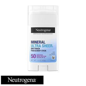 【追跡可能海外メール便】Neutrogena Mineral Ultra Sheer Dry Touch Sunscreen SPF 50 ニュートロジーナミネラル 日焼け止め FACE & BODY用スティックタイプ SPF50 1.5oz 42g　ビタミンE 耐水性 アウトドア 紫外線対策