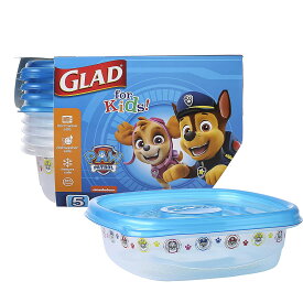 【エクスプレス便】Glad for Kids Paw Patrol GladWare Medium Lunch Square Food Storage Containers 5 Count Set パウ・パトロール グラッド ミディアムランチコンテナー 5個入り　ピクニック　お弁当　プラスチック　BPAフリ