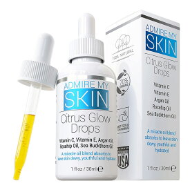 Admire My Skin Citrus Glow drops 1oz 30ml　アドマイアマイスキン　シトラスグロウドロップス　ビタミンC　ビタミンE　アルガンオイル　ローズヒップオイル　 ブライトニング　美容オイル　スキンケア 【エクスプレス便】