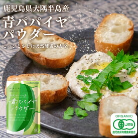 青パパイヤ パウダー 酵素 粉末 国産 鹿児島県産 有機JAS認証 パパイン 料理 ポリフェノール ビタミン 無添加食品 美容 健康 ダイエット 野菜パウダー 酵素野菜 オーガニック 野菜パウダー 酵素の青パパイヤ島