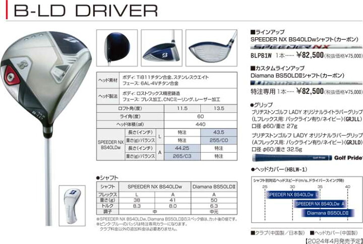 楽天市場】特注カスタムクラブ ブリヂストンゴルフ 2024年 B-LD