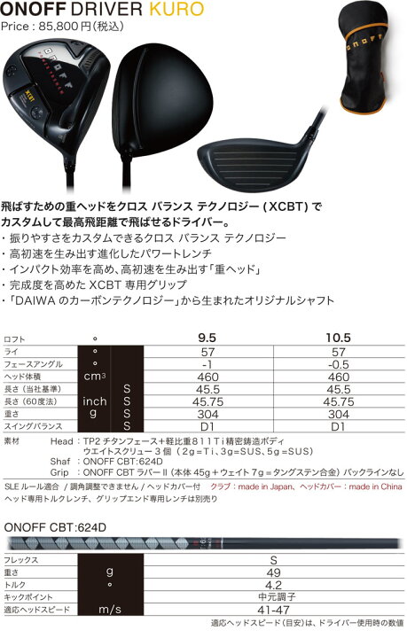 楽天市場】特注カスタムクラブ オノフ 2024 KURO ドライバー フジクラ 