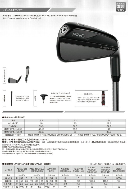 楽天市場】特注カスタムクラブ ピン i クロスオーバー PING TOUR 2.0 