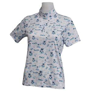 ロッキー&ホッパー ヤシ柄 ハーフジップ ハイネック 半袖シャツ ゴルフウェア レディース 2025年春夏モデル M-L RH-1800SL