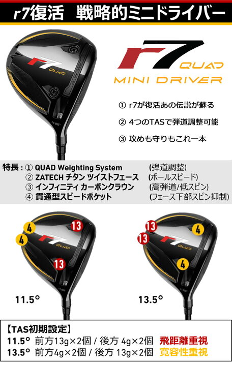 楽天市場】テーラーメイド r7 QUAD Mini ドライバー 2025年数量限定 