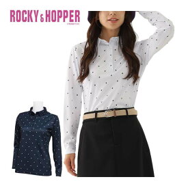 ロッキー＆ホッパー 飛び柄 長袖 ポロシャツ ゴルフウェア レディース 2025年秋冬モデル M-L RH-2451WL