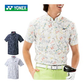 [タイムセール] ヨネックス ウェア メンズ ゴルフ ベリークール エアリリース 総柄プリント 半袖ポロシャツ GWS1164 M-3L