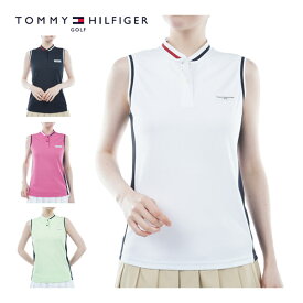 トミーヒルフィガー ゴルフ ウェア レディース スタンドカラー ノースリーブシャツ THLA421 2024年春夏モデル S-LL 【あす楽対応】