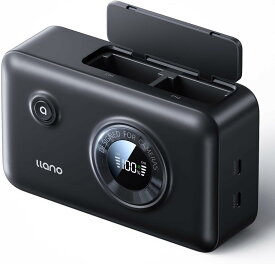 llano 2 in 1 NP-FZ100 カメラバッテリー 充電器 (12400mAh モバイルバッテリー搭載/2台同時充電/USB-C 充電ポート/PD 20W高速充電/LED数字表示)1台2役 For Sony a9/A9R/9S/a6700/a6600/a7IV/A7R3カメラバッテリーに対応