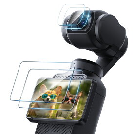【2+2枚セット 日本製旭硝子素材】llano for DJI Pocket 3 ガラスフィルム osmo pocket 3 保護フィルム(ガラスフィルム 2枚 + レンズ保護フィルム 2枚) カメラ保護フィルム 2.5D加工/指紋防止/耐衝撃/飛散防止/超高透過率 for dji osmo pocket 3 アクセサリー