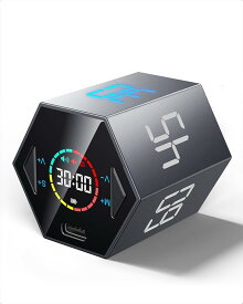 【TickTime・新時代のデジタルタイマー】長時版 正六角柱 ポモドーロ タイマー キッチンタイマー キューブタイマー 消音切替 音量切替機能 最大99分55秒 カウントダウン 軽量 勉強 会議 スポーツテスト Type-C充電 環境対応型ABS素材 LED HD画面 Pomodoro Timer 長時版