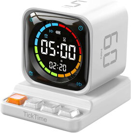 「新登場・TickTimer・1台多役！待望の時計機能+アラーム機能も追加！」キューブタイマー ポモドーロタイマー ミニPC外観 ダイヤル式操作 磁石吸着充電ベース 3段音量調整/静音モード/振動モード 一時停止 Type-C充電