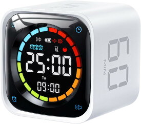 「新登場・TickTimer・1台多役！待望の時計機能+アラーム機能も追加！」キューブタイマー ポモドーロタイマー ミニPC外観 ダイヤル式操作 磁石吸着充電ベース 3段音量調整/静音モード/振動モード 一時停止 Type-C充電 大容量バッテリー1400mAh（充電ベース付属なし）