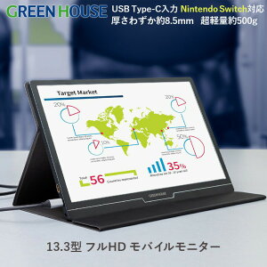 �O���[���n�E�X ���o�C�����j�^�[ 13.3�C���` �t��HD 1920×1080 HDMI Type-C �X�e���I�X�s�[�J�[ ���掿 �|�[�^�u�� �f�B�X�v���C 13.3�^ �y�� ���^ �m���O���A Switch Android iPhone PR01 GH-LCU13A-BK