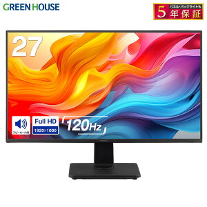 �O���[���n�E�X �t���f�B�X�v���C PC���j�^�[ 27�^���C�h �t��HD 1920×1080 120Hz�Ή� HFS�p�l�� �L����p HDMI DisplayPort �X�s�[�J�[���� VESA�Ή� �ȓd�͐݌v 5�N�ۏ� PR01 GH-LCW27D-BK