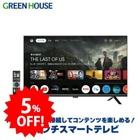 【期間限定5%OFF】 32インチ スマートテレビ Google TV ハイビジョン 3波ダブルチューナー 32型 液晶テレビ 地上・BS・110度CSデジタル 外付けHDD録画 HDMI 壁掛け 裏番組録画 一人暮らし PR01 グリーンハウス GH-EC32GTVB-BK
