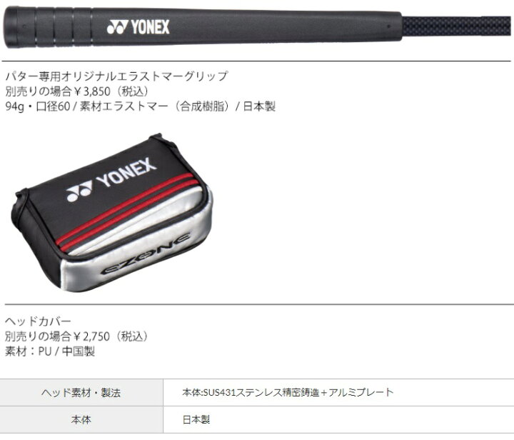 楽天市場】ヨネックス EZONE パター TP-GR2 ゴルフクラブ YONEX 