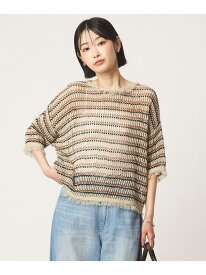 フリンジ ニット プルオーバー UNITED ARROWS green label relaxing ユナイテッドアローズ グリーンレーベルリラクシング トップス ニット ブラック ホワイト【送料無料】[Rakuten Fashion]