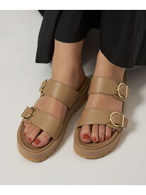 【SALE／10%OFF】ダブルベルトプラット サンダル(3.5cmヒール) UNITED ARROWS green label relaxing ユナイテッドアローズ グリーンレーベルリラクシング シューズ・靴 サンダル ブラック ベージュ【RBA_E】【送料無料】[Rakuten Fashion]