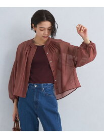 シアー ギャザー ハオリ ブラウス -マシンウォッシャブル・接触冷感- UNITED ARROWS green label relaxing ユナイテッドアローズ グリーンレーベルリラクシング トップス シャツ・ブラウス ブラウン ホワイト ブラック【送料無料】[Rakuten Fashion]