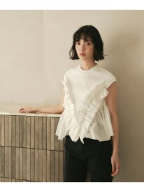 ＜EMMEL REFINES＞EM テレコフリル ギャザー プルオーバー EMMEL REFINES ユナイテッドアローズ グリーンレーベルリラクシング トップス カットソー・Tシャツ ホワイト ブラック【送料無料】[Rakuten Fashion]