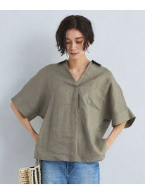 [size SHORTあり]フレンチリネン スキッパー 5分袖 シャツ UNITED ARROWS green label relaxing ユナイテッドアローズ グリーンレーベルリラクシング トップス シャツ・ブラウス ブラウン ホワイト グレー ネイビー【先行予約】*【送料無料】[Rakuten Fashion]