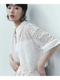 ＜EMMEL REFINES＞EM ラッセルレース ショートスリーブ シャツ EMMEL REFINES ユナイテッドアローズ グリーンレーベルリラクシング トップス シャツ・ブラウス ホワイト ブラック【送料無料】[Rakuten Fashion]