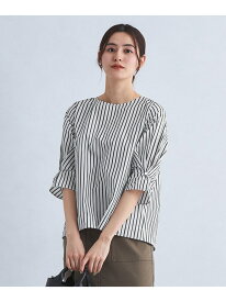 ドビー ストライプ 袖タック ブラウス -マシンウォッシャブル- UNITED ARROWS green label relaxing ユナイテッドアローズ グリーンレーベルリラクシング トップス シャツ・ブラウス ホワイト ネイビー レッド【送料無料】[Rakuten Fashion]