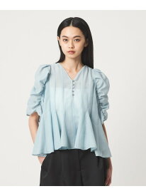 ＜EMMEL REFINES＞EM パネルキリカエ ソデギャザー ブラウス EMMEL REFINES ユナイテッドアローズ グリーンレーベルリラクシング トップス シャツ・ブラウス ホワイト ブルー【送料無料】[Rakuten Fashion]