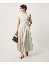 シャーリング ワンピース UNITED ARROWS green label relaxing ユナイテッドアローズ グリーンレーベルリラクシング ワンピース・ドレス ワンピース ホワイト ネイビー【送料無料】[Rakuten Fashion]