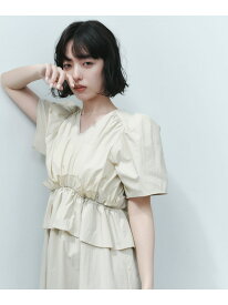 ＜EMMEL REFINES＞EM ウエストフリル パフスリーブ ワンピース EMMEL REFINES ユナイテッドアローズ グリーンレーベルリラクシング ワンピース・ドレス ワンピース ブラック ベージュ【先行予約】*【送料無料】[Rakuten Fashion]