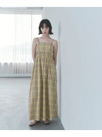 ＜EMMEL REFINES＞EM ビッグチェック キャミワンピース EMMEL REFINES ユナイテッドアローズ グリーンレーベルリラクシング ワンピース・ドレス ワンピース ホワイト イエロー【先行予約】*【送料無料】[Rakuten Fashion]