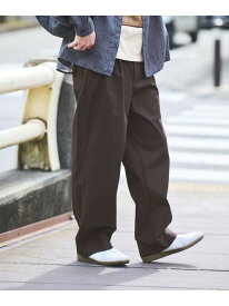 FINE BASIC コットンナイロン ツイル 2プリーツ W4 ワイドスラックス UNITED ARROWS green label relaxing ユナイテッドアローズ グリーンレーベルリラクシング パンツ その他のパンツ ブラック ブラウン【送料無料】[Rakuten Fashion]