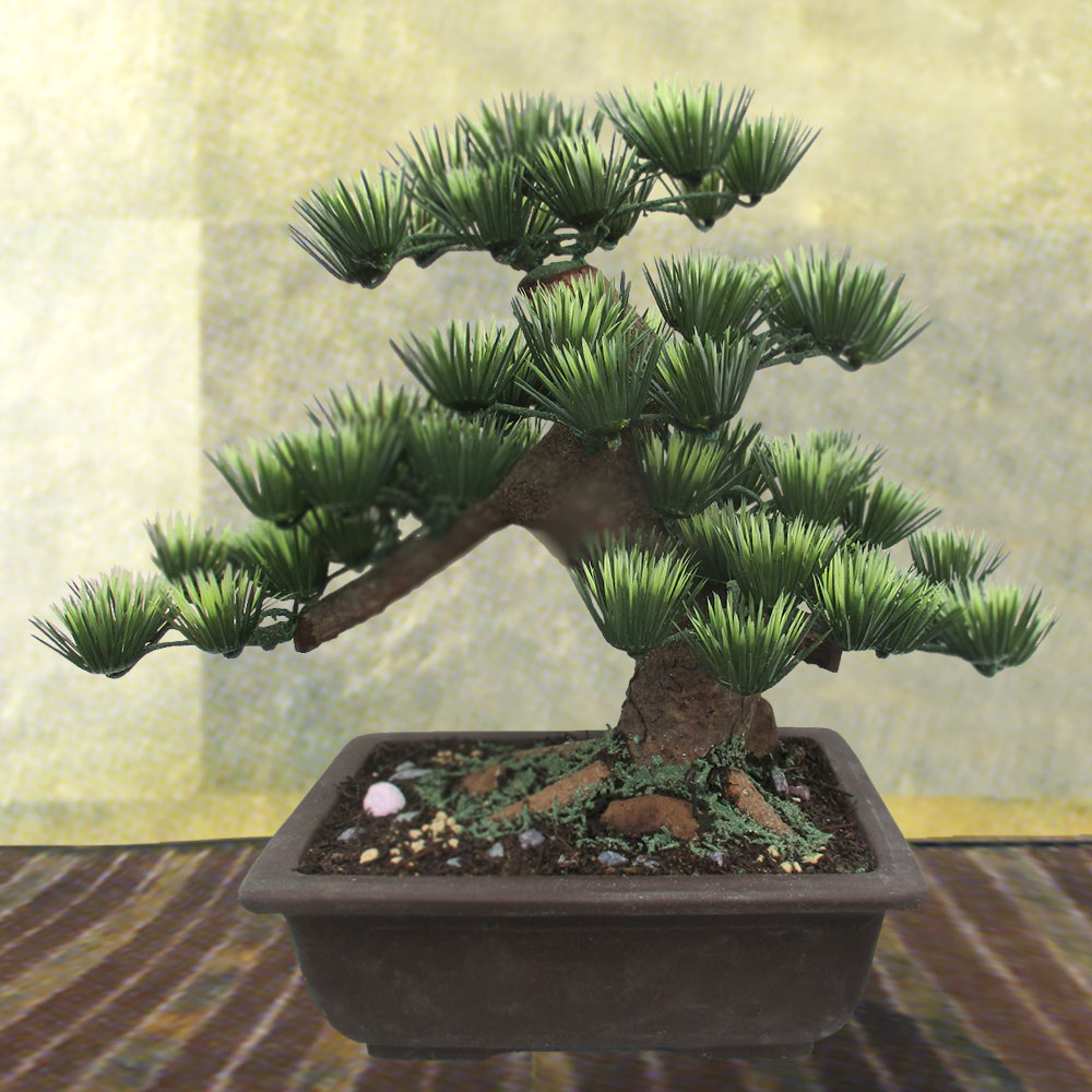 盆栽 7号 全高34cm (造花 フェイクグリーン 人工 観葉植物 植木 偽物 松盆栽 オブジェ 装飾 和風 式典 祭典 卒業式 イベント  bonsai)（nb1） | グリーンランド