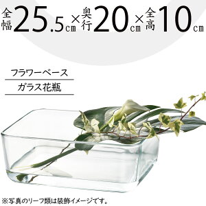 ガラス花瓶 大型 おしゃれ 人気 フラワーベース 花器 花瓶 ガラス花器 ガラス 四角 浅鉢 浅型 浅い 角型 インテリア 透明 クリア 硝子 花入れ フラワーアレンジメント 緑 花束 ブーケ ディス