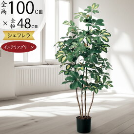 【フェイクグリーン】おしゃれ 観葉植物 インテリアグリーン 全高100cm リアル 人気 おすすめ シェフレラ カポック 斑入り 人工観葉植物 造花 人工樹木 緑 オブジェ インテリア アートグリーン 中型 ミドルサイズ 大型 お洒落 ギフト 本物そっくり 高品質 室内 ナチュラル