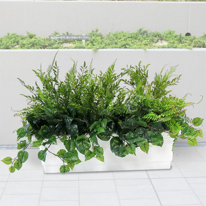 楽天市場 屋外にも対応 人工観葉植物 全高55cm グリーン ミックスプランターd 人工樹木 造花 フェイクグリーン オブジェ アレンジメント ディスプレイ 装飾 グリーンランド