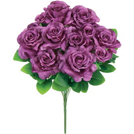 【造花】おしゃれ インテリア ローズ ブッシュ 全長45cm 2本セット 薔薇 バラ 人工観葉植物 アーティフィシャルフラワー